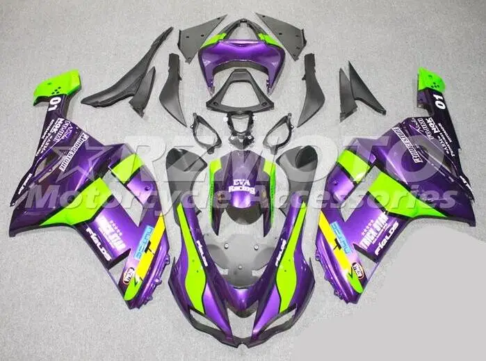 Новый комплект обтекателей Abs подходит для kawasaki Ninja ZX6R 636 2007 2008 07 08 6R ZX-6R кузова на заказ фиолетовый зеленый
