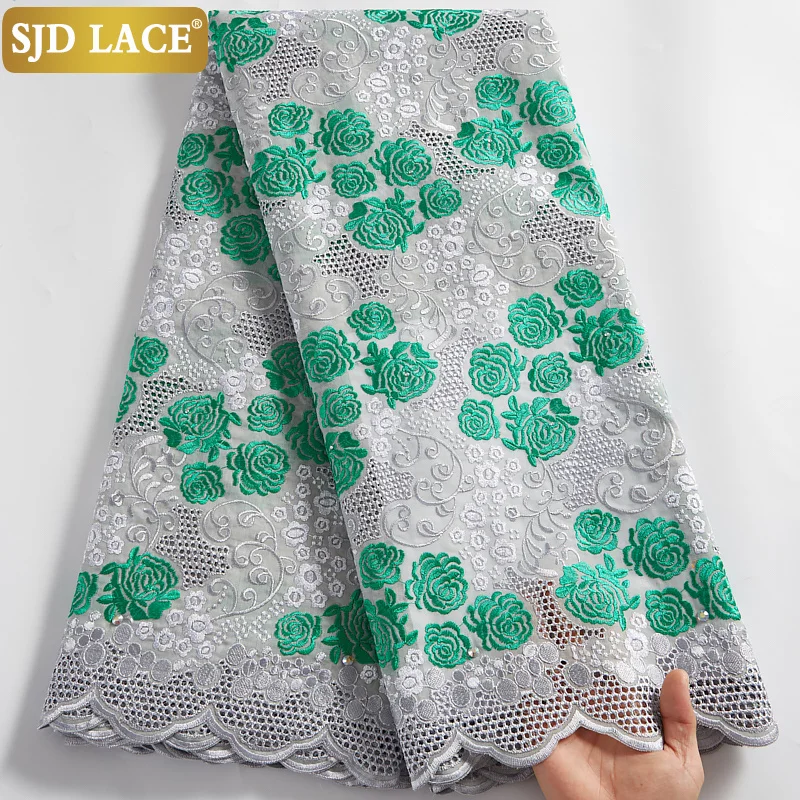 

SJD LACE Embroidery Swiss Voile Lace In Switzerland Latest African Dry Lace Fabric 5Yards Bridal Materials For Wedding Sew A2520