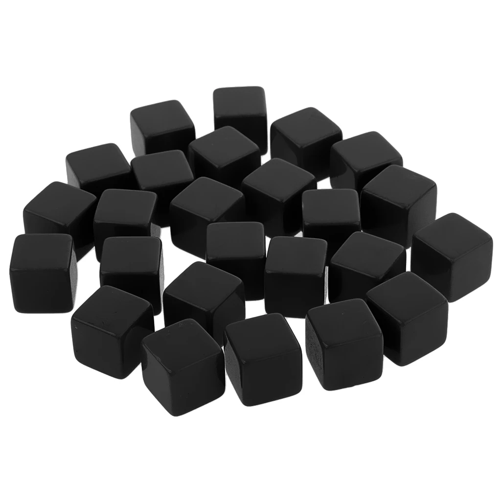 

25 шт. пластиковые непрозрачные пустые шестигранные кубики D6 D & D для ролевых игр кубики для подсчета для вечеринок-черный/белый/зеленый/розо...