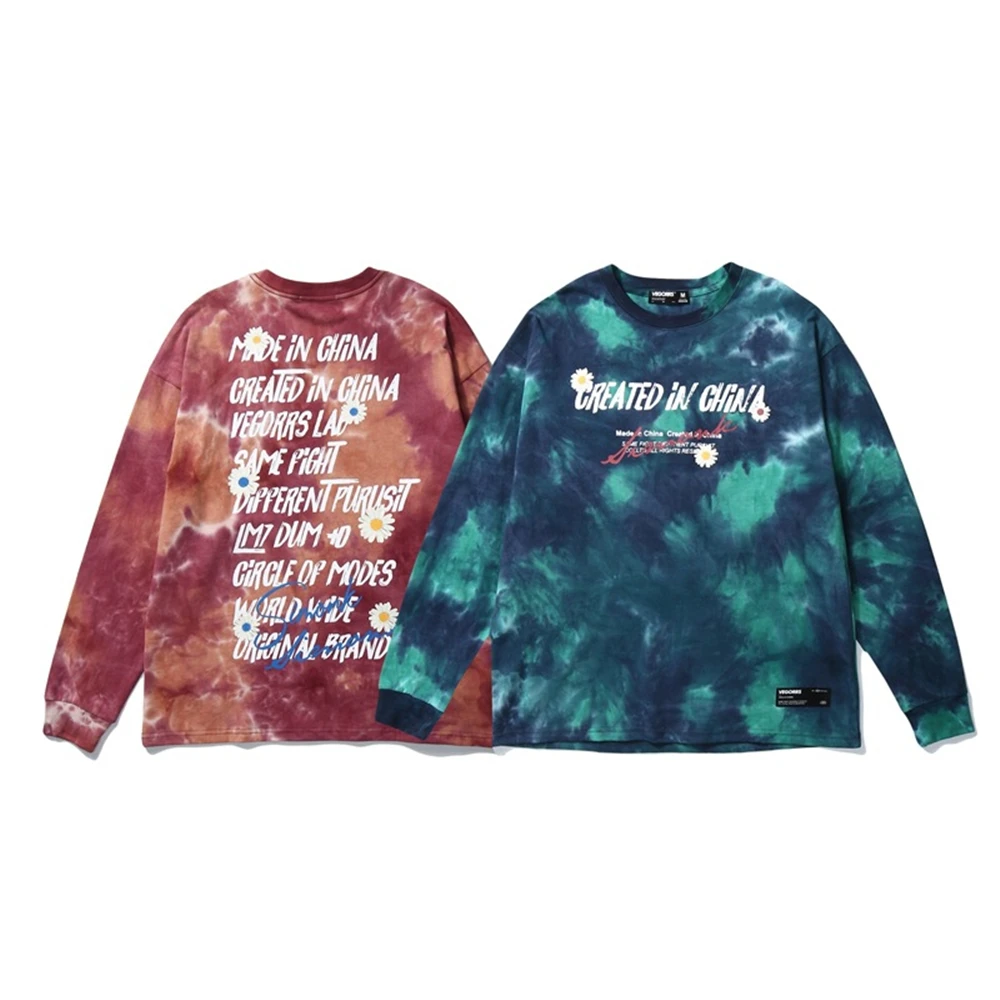 Skateboarding fashion hip hop loose Crew Neck Sweater men tie dye chrysanthemum lovers long sleeve thin T-shirt
Skateboarding fashion hip hop loose Crew Neck Sweater men tie dye chrysanthemum lovers long sleeve thin T-shirt