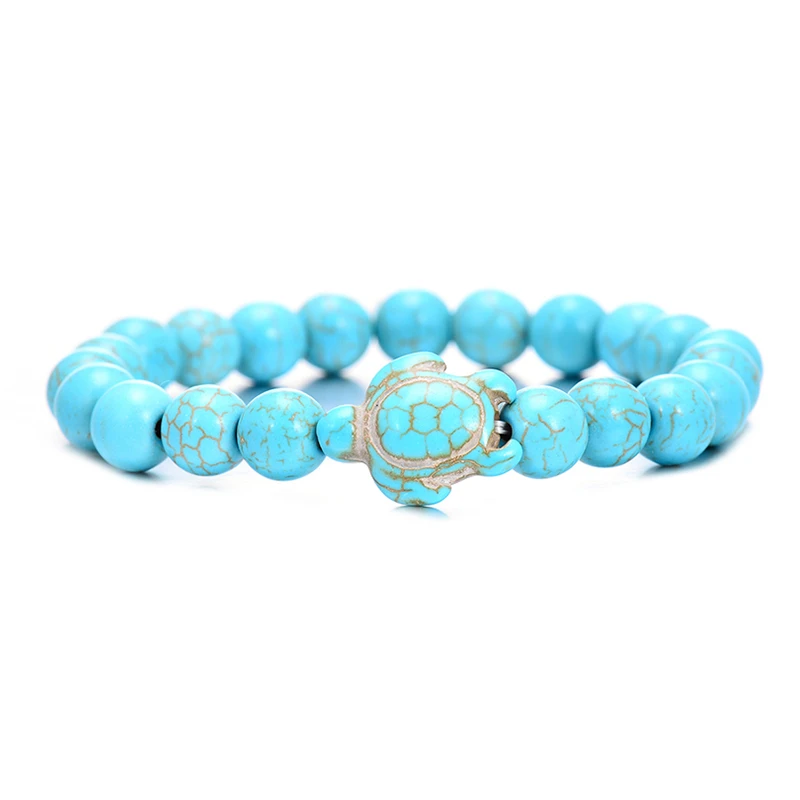 2020 Summer Style Sea Turtle Beads Bracelets For Women Men Classic Blue Natural Stone Elastic Friendship Bracelet Beach Jewelry | Украшения