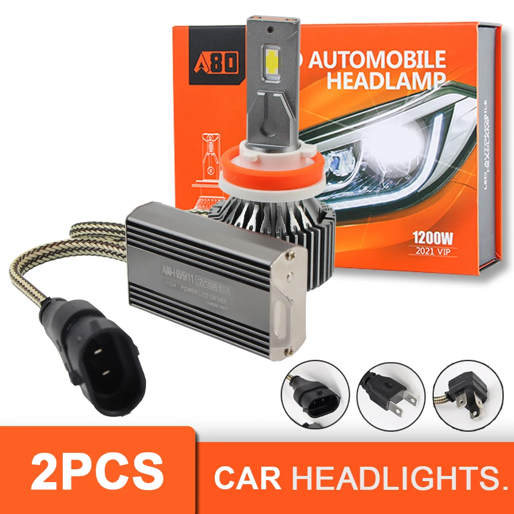 

2pcs Super Bright H4 H7 H11 H8 H9 Bulb 12V 1200W 6000K 14000LM 18 LEDs Auto Accessories L/H Beam Fog Light Car LED Headlight
