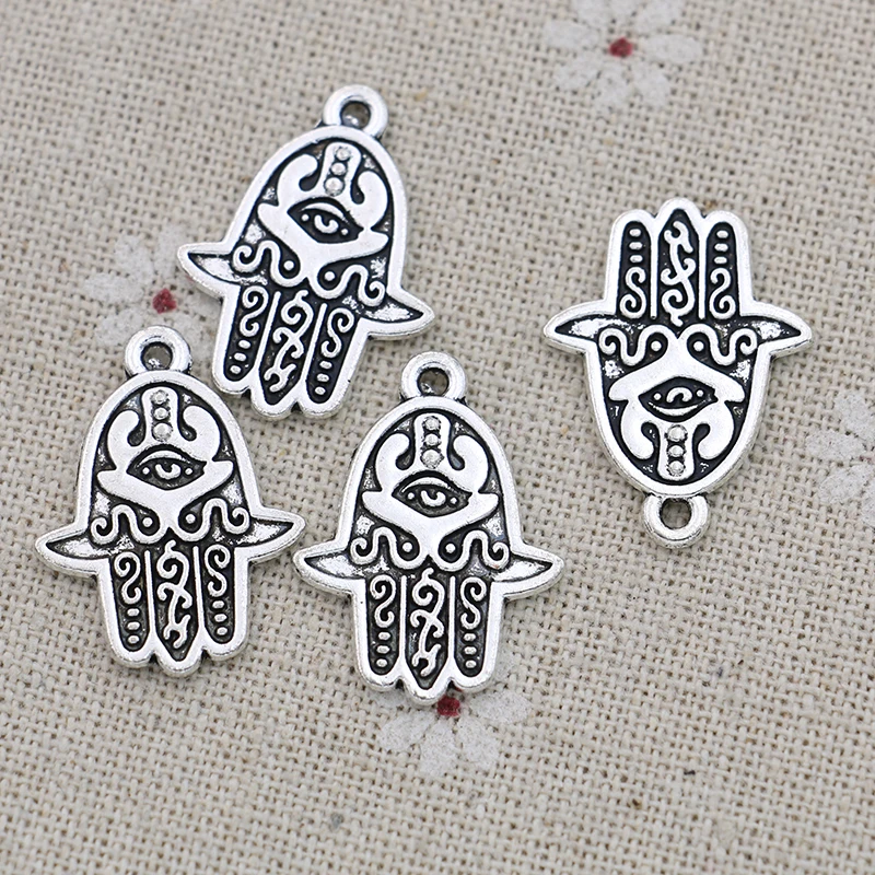 JAKONGO 10pcs Antique Silver Plated Fatima Hand Charms Pendants for Jewelry Making Bracelet DIY Accessories 24x18mm 
JAKONGO 10pcs Antique Silver Plated Fatima Hand Charms Pendants for Jewelry Making Bracelet DIY Accessories 24x18mm