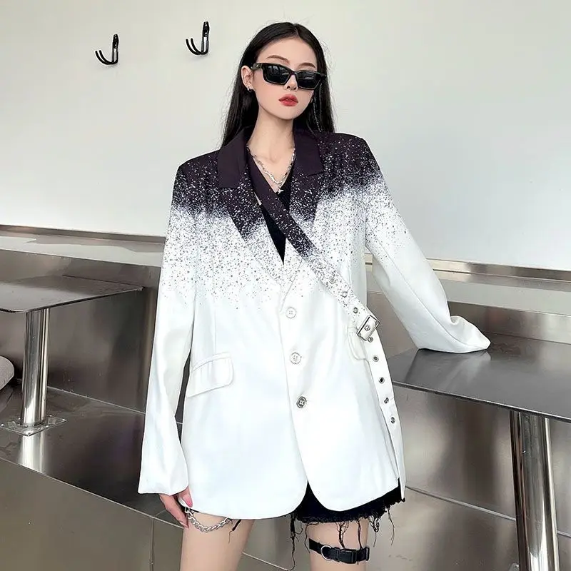 Women Casual Gradient Spliced Belt Blazer New Lapel Long Sleeve Loose Fit Jacket Fashion Tide Spring Autumn 2022 Women Blazers
Women Casual Gradient Spliced Belt Blazer New Lapel Long Sleeve Loose Fit Jacket Fashion Tide Spring Autumn 2022 Women Blazers
