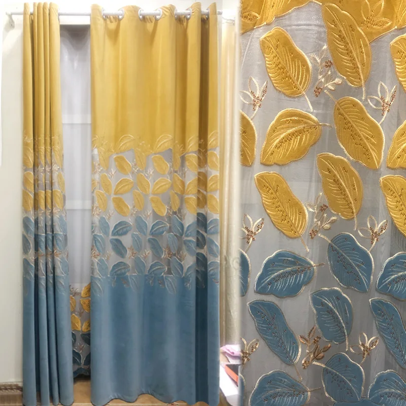 Modern and Simple Chinese Curtain Flannel Leaf Embroidered Two-color Curtains for Living Dining Room Bedroom
Modern and Simple Chinese Curtain Flannel Leaf Embroidered Two-color Curtains for Living Dining Room Bedroom