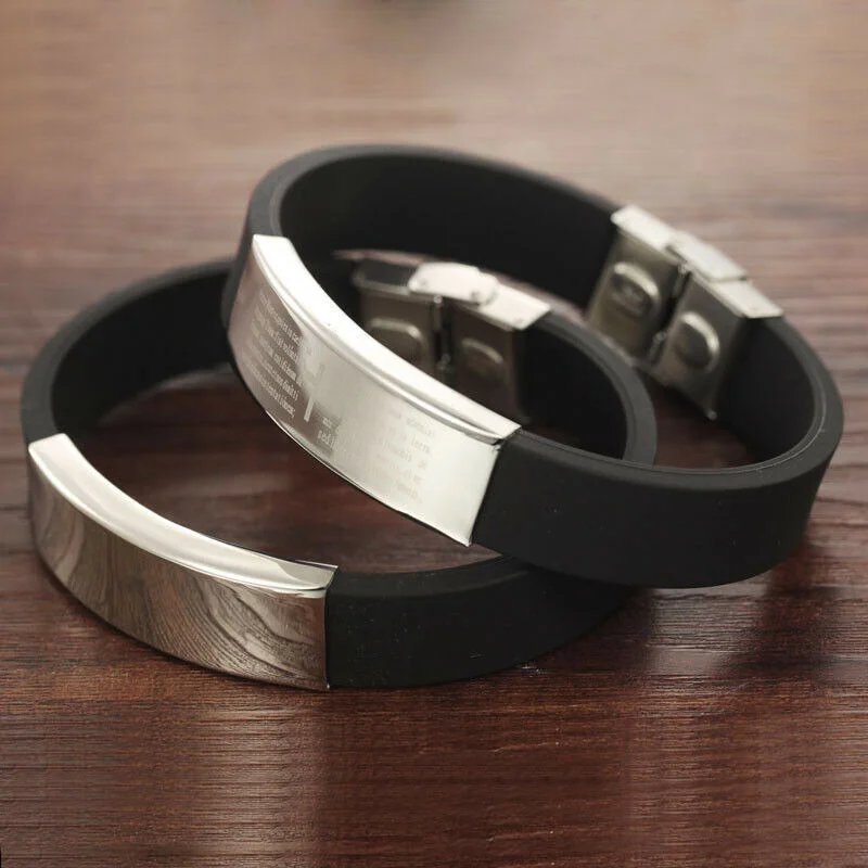 Adjustable Stainless Steel Silicone Cuff Men Cross Bracelets Christian Wristband wholesale bulk
Adjustable Stainless Steel Silicone Cuff Men Cross Bracelets Christian Wristband wholesale bulk