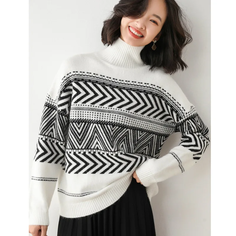 2021 Autumn Winter New Causal Cashmere Sweater Women's Turtleneck Outer Wear Retro Jacquard Chic Bottoming Shirt Top Female
2021 Autumn Winter New Causal Cashmere Sweater Women's Turtleneck Outer Wear Retro Jacquard Chic Bottoming Shirt Top Female