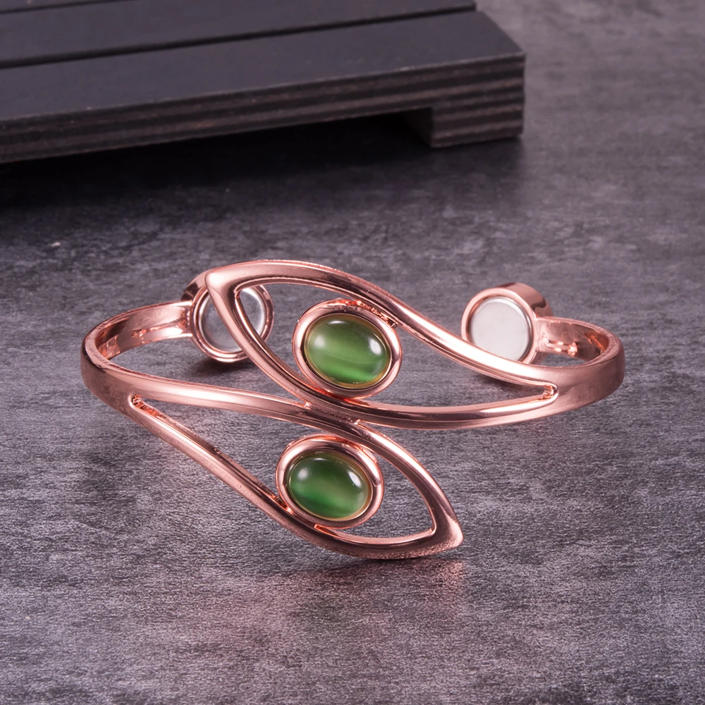 Dolphin Pure Copper Bracelets for Women Green Artificial Opal Magnetic Bracelet Benefits Simple Adjustable Cuff Bracelet Female 
Dolphin Pure Copper Bracelets for Women Green Artificial Opal Magnetic Bracelet Benefits Simple Adjustable Cuff Bracelet Female