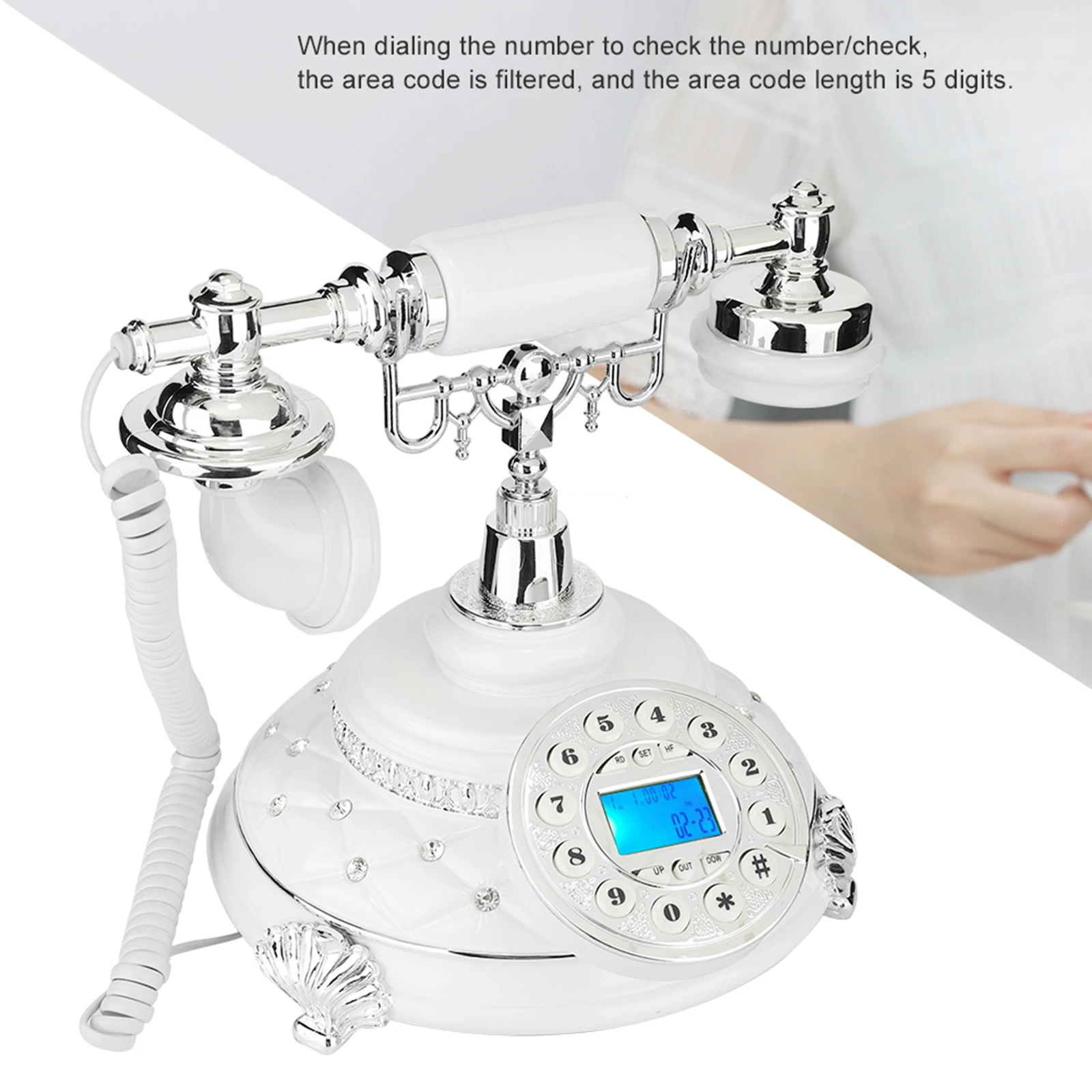 White Retro Telephone Decorative Vintage Telephone Classical Dial With Push Button Dial Display Screen For Home Art Gallery 
White Retro Telephone Decorative Vintage Telephone Classical Dial With Push Button Dial Display Screen For Home Art Gallery