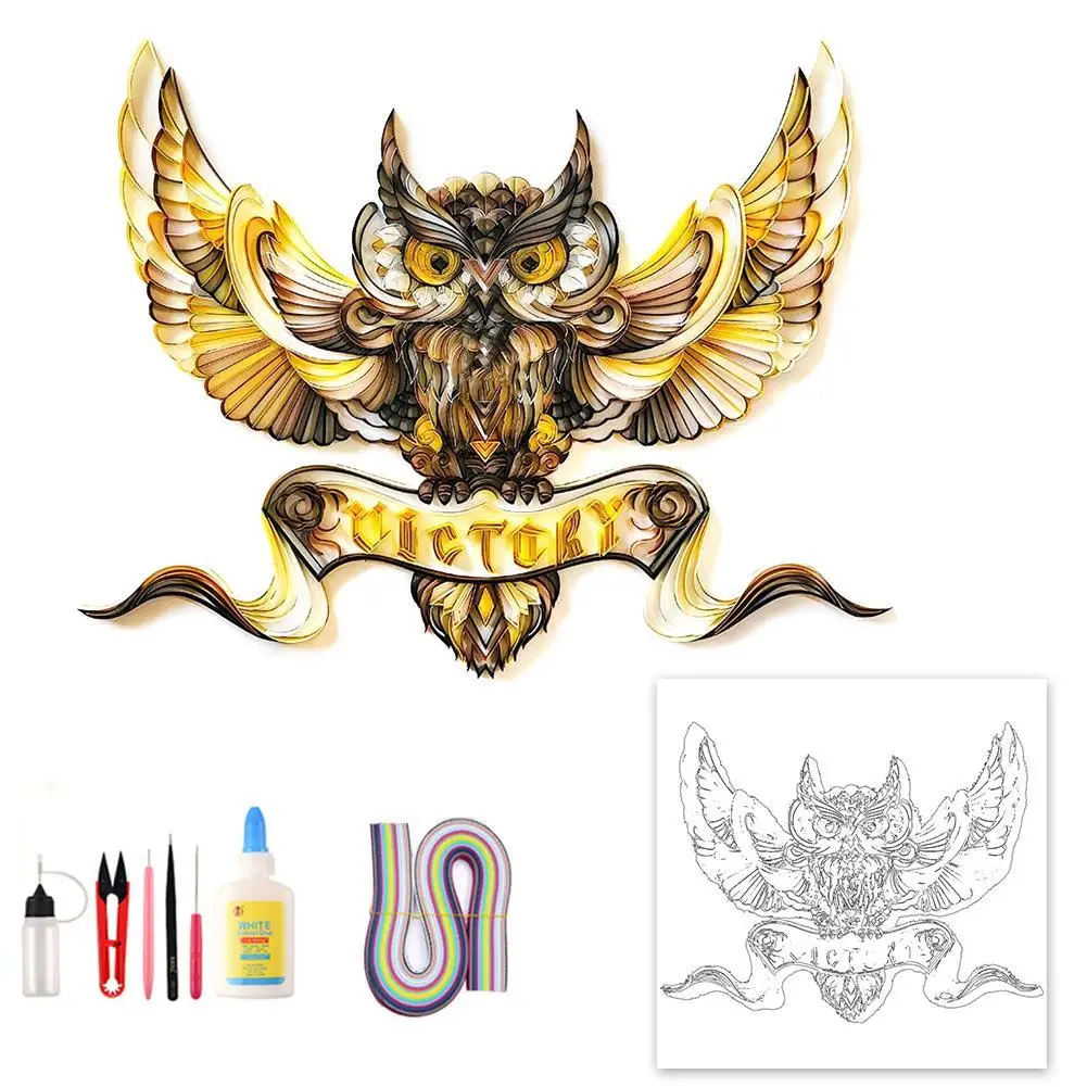 

DIY Owl Digital Paper Painting Craft Paper 3d Origami Vintage Decor Home Decor Crafts Gift Scrapbook Paper Quilling Tools Kit