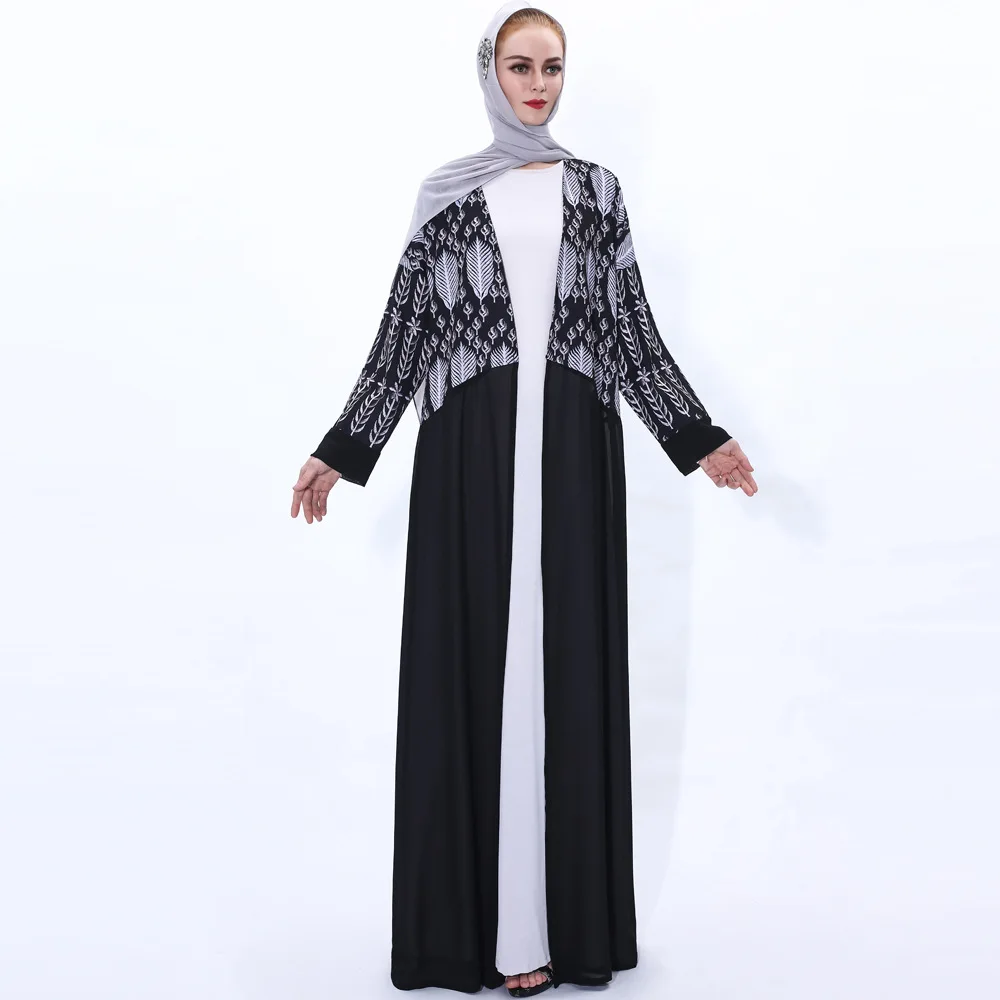 Muslim Turkey Arabian Black Robe Leaf Printed Jacket Elegant Islamic Pakistan Indian Women's Dress Chiffon Cardigan Prayer Suit
Muslim Turkey Arabian Black Robe Leaf Printed Jacket Elegant Islamic Pakistan Indian Women's Dress Chiffon Cardigan Prayer Suit