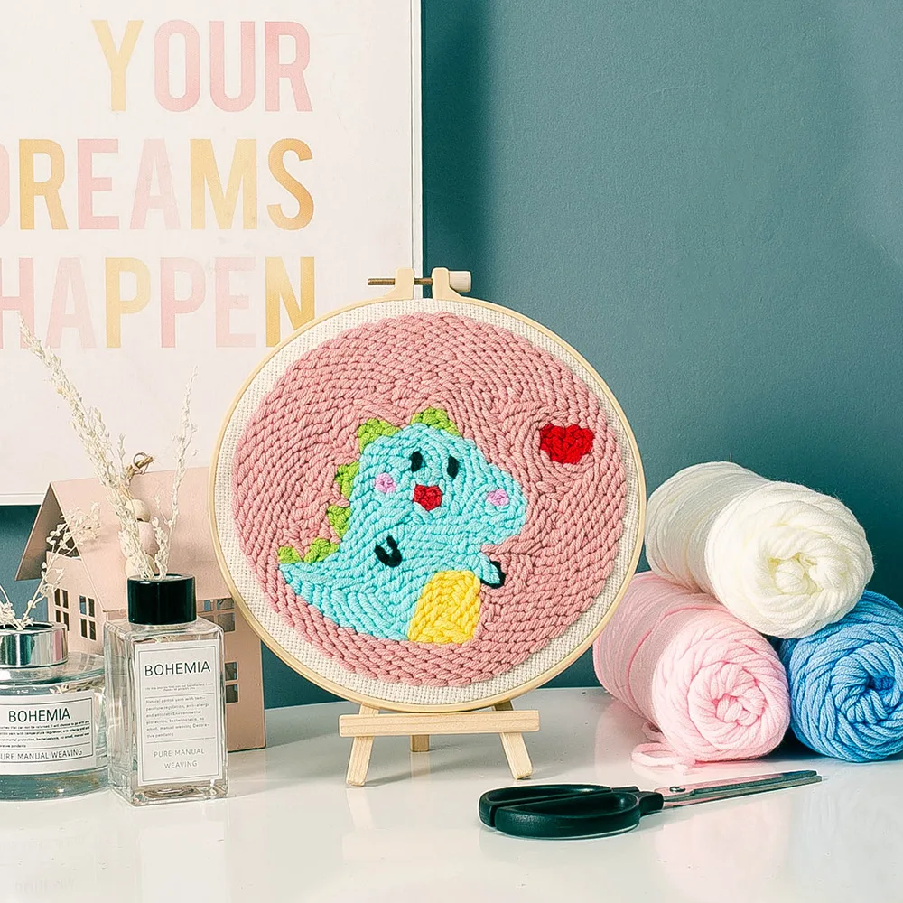 Cute Cartoon Dinosaur Rug Hooking Set DIY Embroidery Kit for Beginner with Patterns Embroidery Hoop Relieve Stress Home Decor
Cute Cartoon Dinosaur Rug Hooking Set DIY Embroidery Kit for Beginner with Patterns Embroidery Hoop Relieve Stress Home Decor