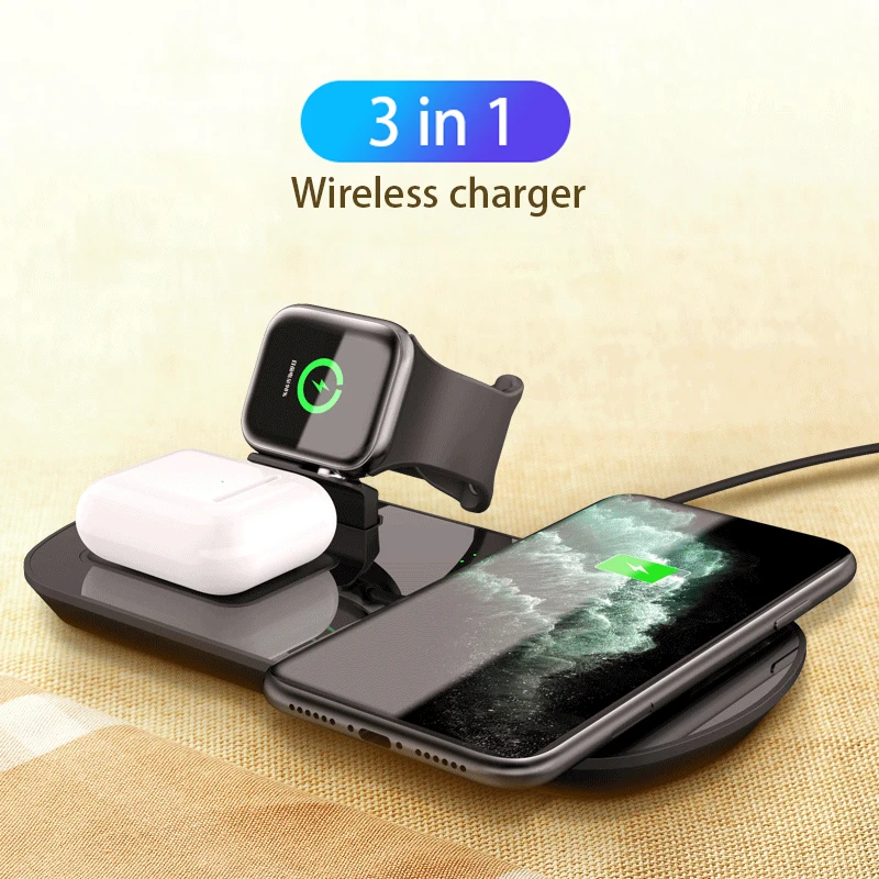 10W Fast Charge 3 in 1 Wireless Charger For iPhone 11 Pro Charger Dock for Apple Watch 5 4 3 2 for Airpods Pro Wireless Charger
10W Fast Charge 3 in 1 Wireless Charger For iPhone 11 Pro Charger Dock for Apple Watch 5 4 3 2 for Airpods Pro Wireless Charger