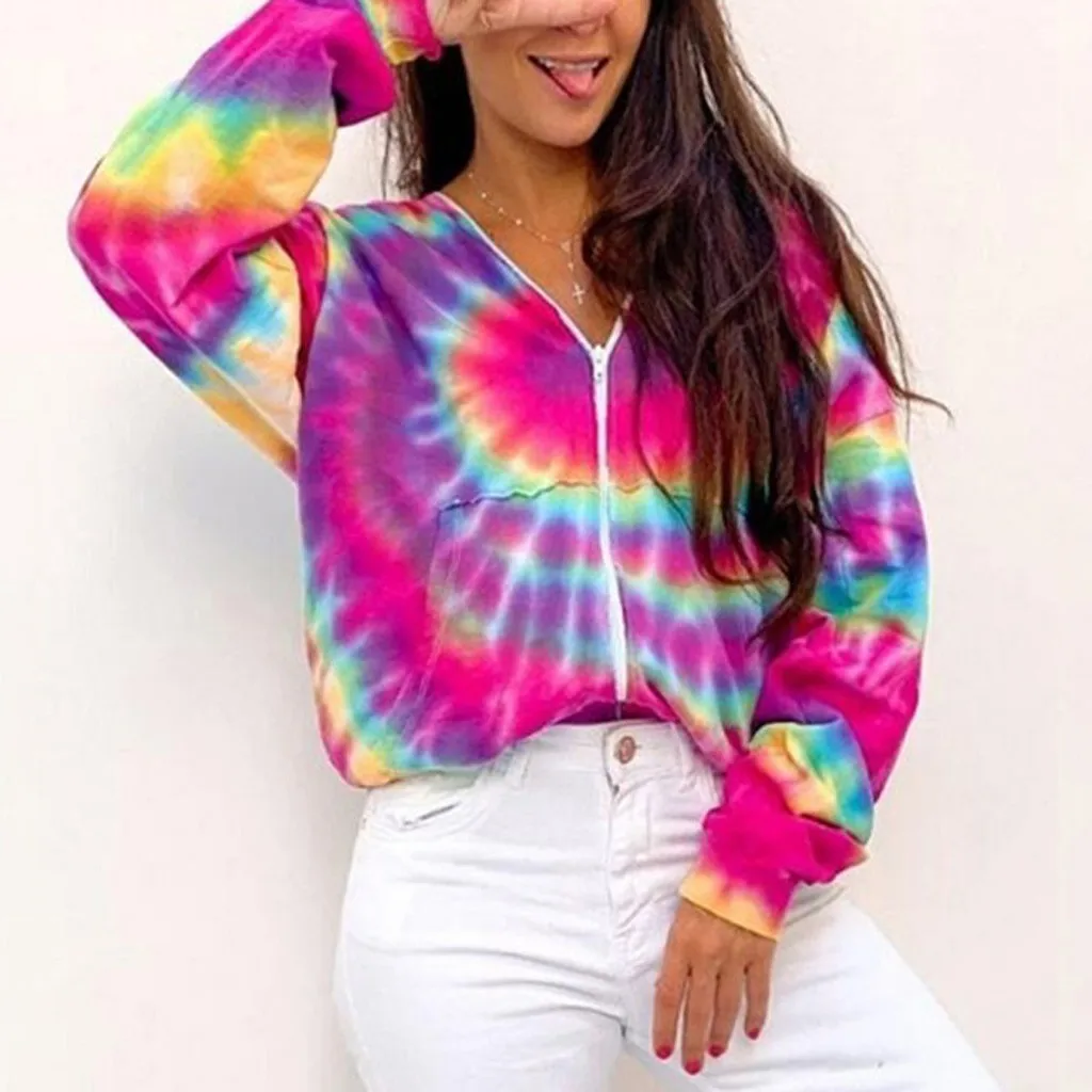 Women's Jacket Tie-Dye Long Sleeve O Neck Tops Sweatshirt Autumn Loose Hooded Womens Coats and Jackets Outwear Zipper Plus Size
Women's Jacket Tie-Dye Long Sleeve O Neck Tops Sweatshirt Autumn Loose Hooded Womens Coats and Jackets Outwear Zipper Plus Size