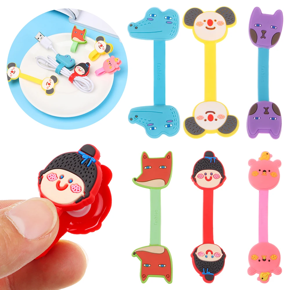 

New 10cm Silicone Cable Clips Wires Management Fixer Wire Holder Buckle Line Animal Earphone Organizer Clamp Cute Cartoons