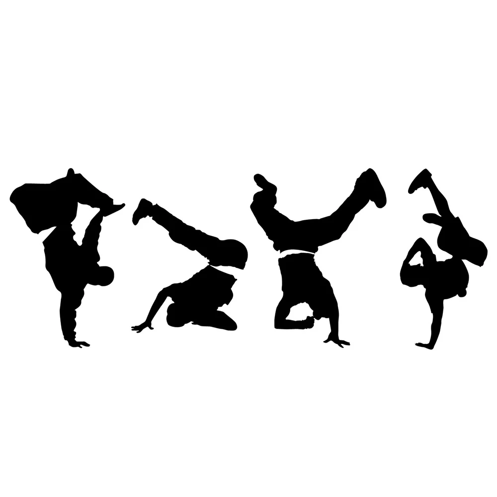 

WJWY Break Dancers Silhouette Wall Stickers Kids Boys Bedroom Home Decorations Vinyl Art Decals Dance Studio Wall Decor Murals