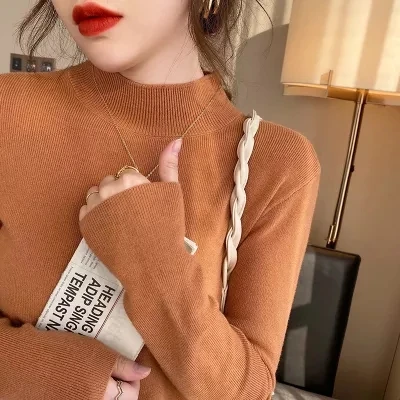 Stand Collar Pullover Sweater Women Long Sleeve Spring Autumn Half high Neck Knitt Sweater 2021 New Solid Color Ladies top 36E
Stand Collar Pullover Sweater Women Long Sleeve Spring Autumn Half high Neck Knitt Sweater 2021 New Solid Color Ladies top 36E