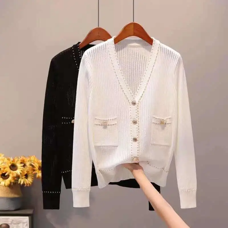 Knitted cardigan summer sunscreen loose thin sweater female air-conditioning v neck long sleeve
Knitted cardigan summer sunscreen loose thin sweater female air-conditioning v neck long sleeve