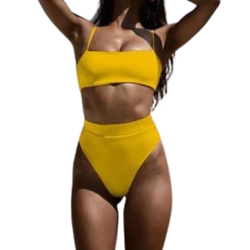 Womens Sexy 2 Piece Bikini Set Spaghetti Cami Strap Bandeau Swimsuit High Waisted Cheeky Thong Solid Color Bathing Suit G99D
Womens Sexy 2 Piece Bikini Set Spaghetti Cami Strap Bandeau Swimsuit High Waisted Cheeky Thong Solid Color Bathing Suit G99D