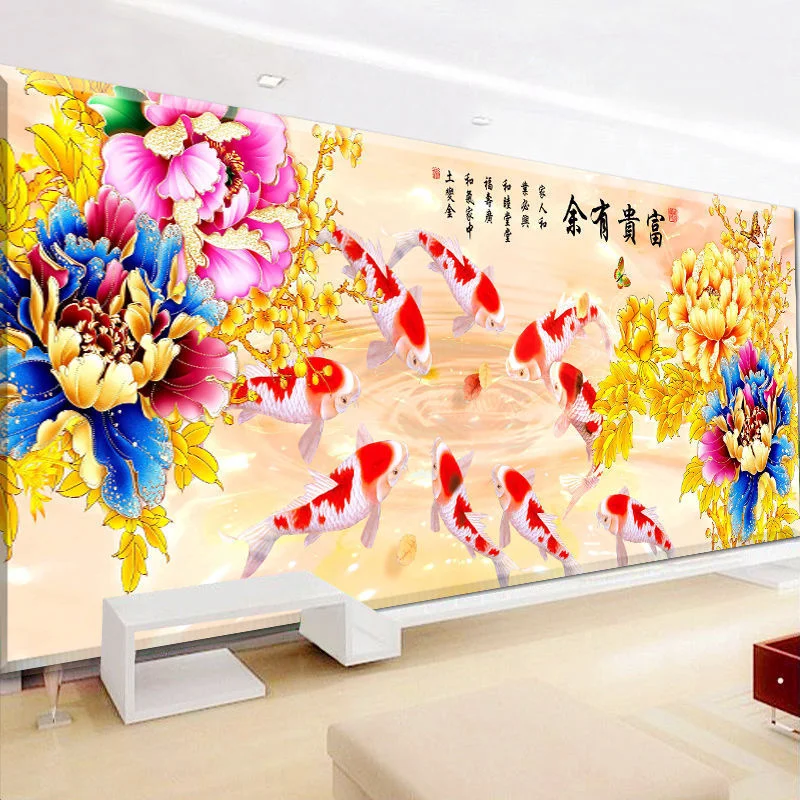 Cross-stitch figure painting the living room nine fish diamonds embroidered well-off full drill point drill drill masonry show 
Cross-stitch figure painting the living room nine fish diamonds embroidered well-off full drill point drill drill masonry show
