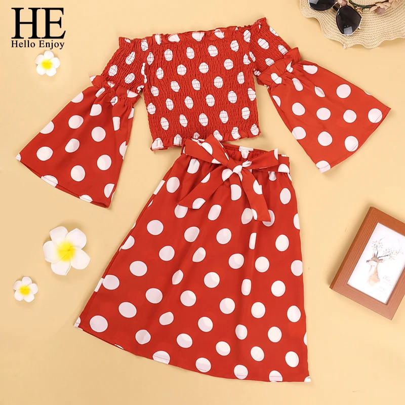HE Hello Enjoy Fashion Kids Baby Girls Clothes Off Shoulder Red dots Top Long Skirt Outfits Set Princess Party Clothing for 4-10
HE Hello Enjoy Fashion Kids Baby Girls Clothes Off Shoulder Red dots Top Long Skirt Outfits Set Princess Party Clothing for 4-10