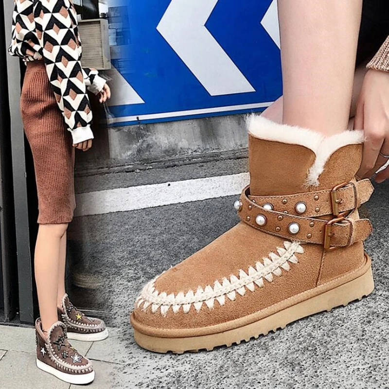 Flat Crystal Buckle Snow Booties Round Toe Soft Fur Comfortable Warm Women Shoes Snow Days Fashion Street Casual Winter Shoes
Flat Crystal Buckle Snow Booties Round Toe Soft Fur Comfortable Warm Women Shoes Snow Days Fashion Street Casual Winter Shoes