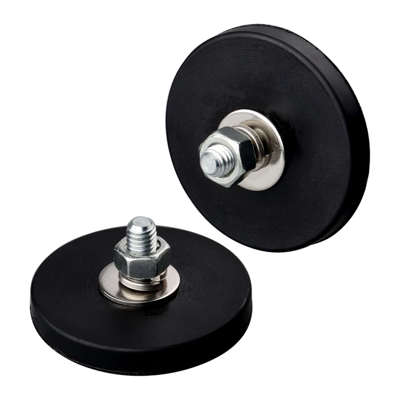 4pcs D43mm Neodymium Magnet Pot with Rubber Coated and M6 External Thread Working Light Fixture Camera Magnetic Mounting Base 
4pcs D43mm Neodymium Magnet Pot with Rubber Coated and M6 External Thread Working Light Fixture Camera Magnetic Mounting Base