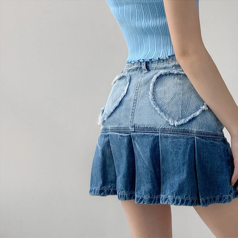 Korean Fashion Love Ruffle Denim Skirts Harajuku Summer High Waist A-line Hip Pleated Skirts Mini Saias Falda Plisada Saia Jeans
Korean Fashion Love Ruffle Denim Skirts Harajuku Summer High Waist A-line Hip Pleated Skirts Mini Saias Falda Plisada Saia Jeans