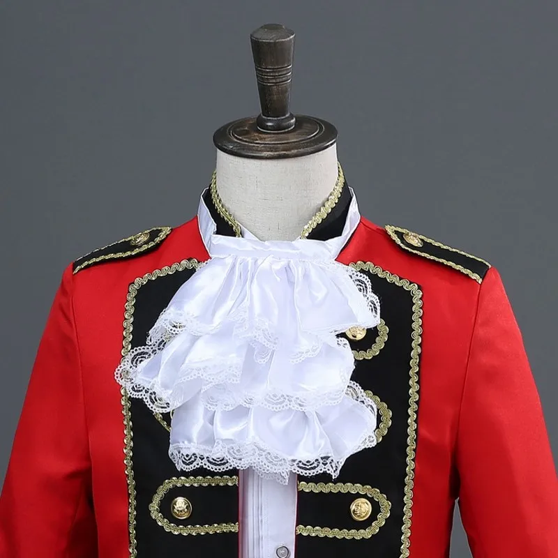 New Mens Vintage Court Suits Long Sleeve Stand Collar Stage Dress Ruffles Performances Party Dress Clothes 2 Piece Jacket Pants 
New Mens Vintage Court Suits Long Sleeve Stand Collar Stage Dress Ruffles Performances Party Dress Clothes 2 Piece Jacket Pants