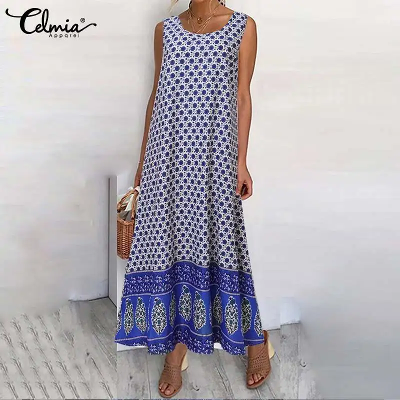 Celmia Floral Print O-neck Sundress 2021 Summer Kaftan Robe Women Sleeveless Long Vestidos Casual Loose Holiday Party Maxi Dress
Celmia Floral Print O-neck Sundress 2021 Summer Kaftan Robe Women Sleeveless Long Vestidos Casual Loose Holiday Party Maxi Dress