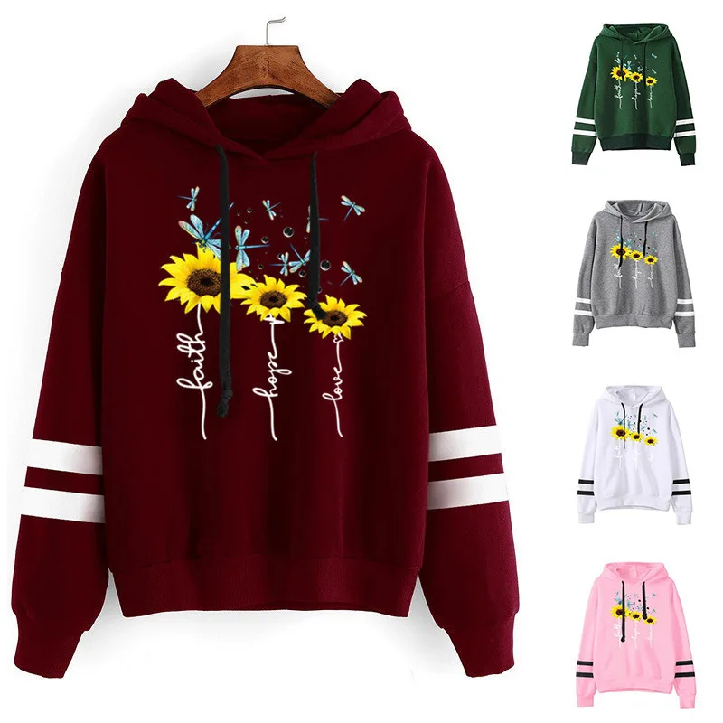 Women Hoodie Faith Hope Love Sunflpwer Printed Hoodies Women Double Striped Long Sleeve Fleece Sweatshirt with Hat Pullovers
Women Hoodie Faith Hope Love Sunflpwer Printed Hoodies Women Double Striped Long Sleeve Fleece Sweatshirt with Hat Pullovers