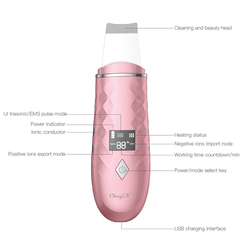 USB Rechargeable Ultrasonic Skin Scrubber EMS Ion Face Cleaning Blackhead Wrinkle Remover 4 Modes Pore Cleaner Face Beauty
USB Rechargeable Ultrasonic Skin Scrubber EMS Ion Face Cleaning Blackhead Wrinkle Remover 4 Modes Pore Cleaner Face Beauty