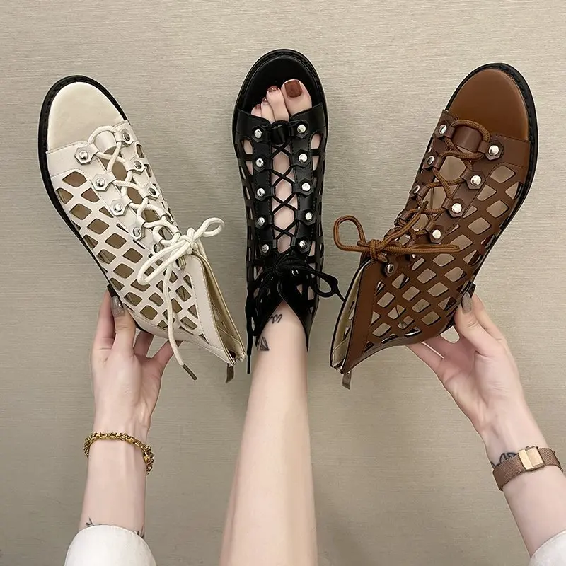 hjwsfdcai Sandals Hollow Out Leather Casual Roman Shoe Women's Flat Open Toe Fish Mouth Shoes Lace Up Office Woman Sandals Boots
hjwsfdcai Sandals Hollow Out Leather Casual Roman Shoe Women's Flat Open Toe Fish Mouth Shoes Lace Up Office Woman Sandals Boots