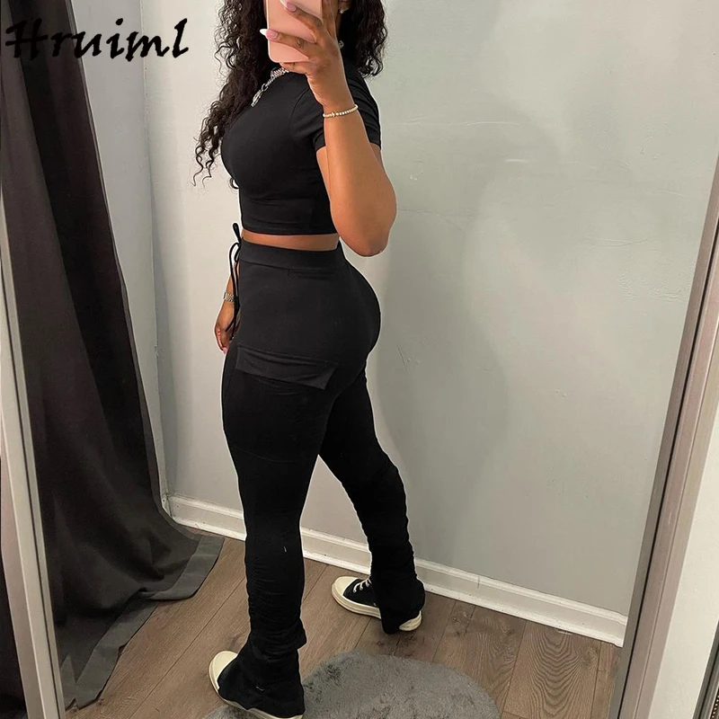 Dropshipping Two Piece Set Women Pant Solid Color Short Sleeve Tops&long Pants Elastic Waist Lace-up Sport Set Women Pockets
Dropshipping Two Piece Set Women Pant Solid Color Short Sleeve Tops&long Pants Elastic Waist Lace-up Sport Set Women Pockets