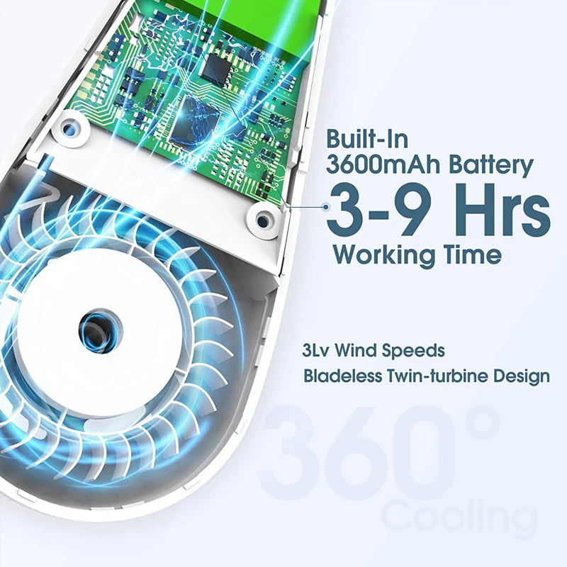 Portable Neck Fan Bladeless Cooling Personal Hands Free Around the Neck Fan with 3 Speeds and USB Rechargeable White 
Portable Neck Fan Bladeless Cooling Personal Hands Free Around the Neck Fan with 3 Speeds and USB Rechargeable White