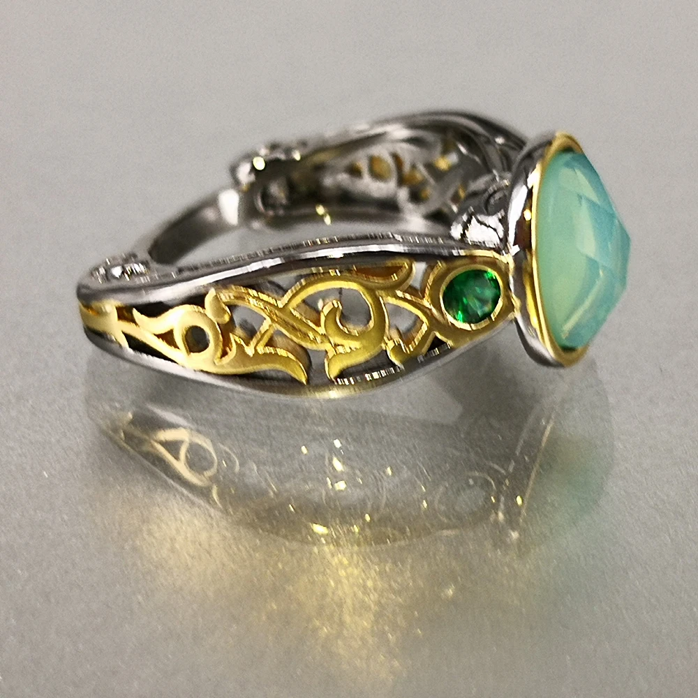 Женское кольцо с овальным зеленый цирконий DreamCarnival1989 винтажное свадебное