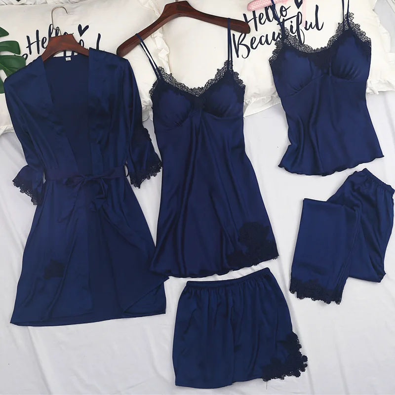 New Womens 5PC Strap Top Pants Suit Pajamas Sleepwear Sets Spring Autumn Home Wear Nightwear Kimono Robe Bath Gown M-XL
New Womens 5PC Strap Top Pants Suit Pajamas Sleepwear Sets Spring Autumn Home Wear Nightwear Kimono Robe Bath Gown M-XL