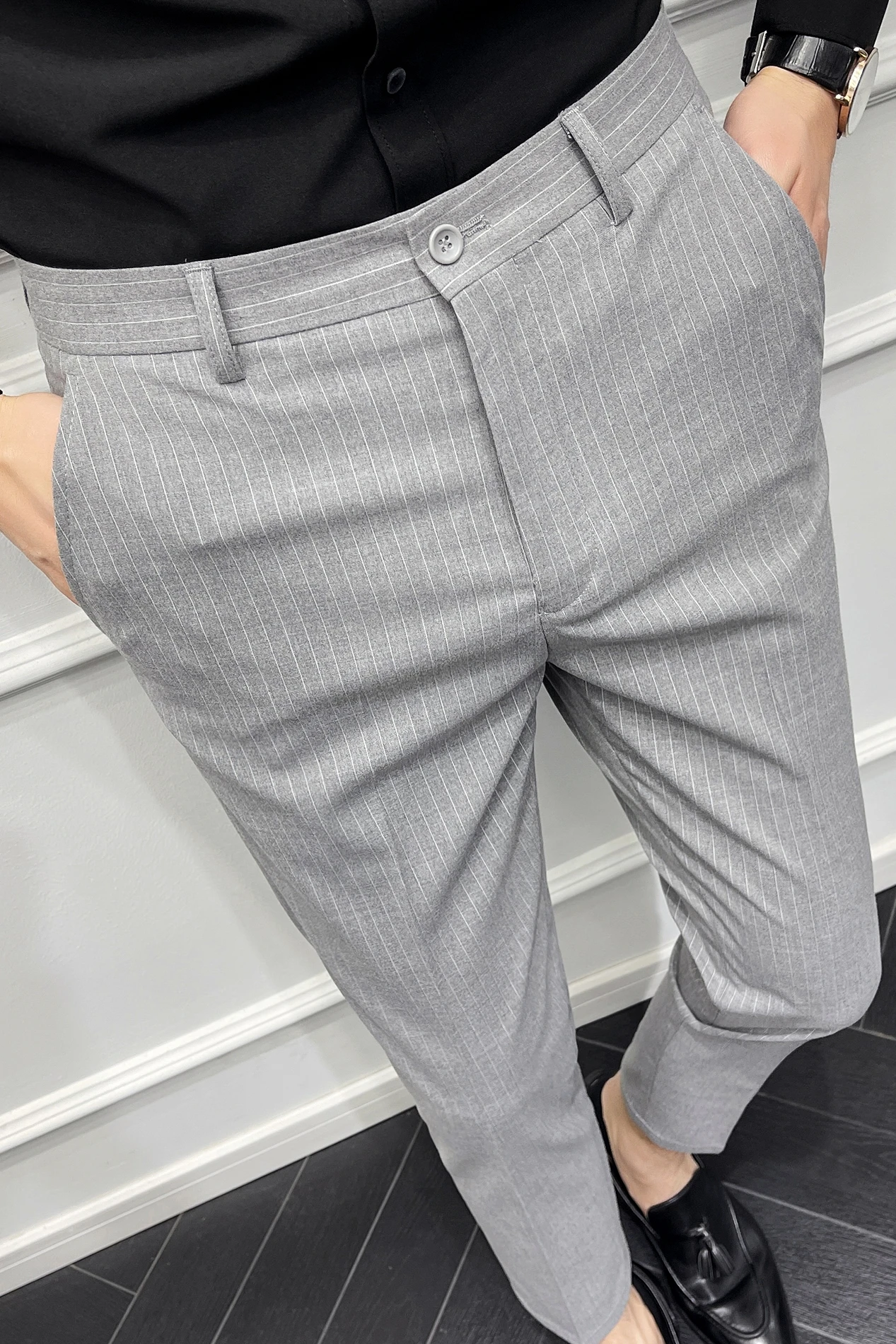 Striped Casual New Pants Men Formal Business Dress suit Pants 2021 Summer Ankle Length Office Social Pants Streetwear Trousers
Striped Casual New Pants Men Formal Business Dress suit Pants 2021 Summer Ankle Length Office Social Pants Streetwear Trousers