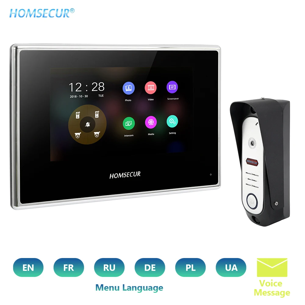 

HOMSECUR 7" Video Door IntercomSystem Touch Screen Record Snapshot IP65 1.3MP Motion Detection IR Night Vision 45 Angle Mount