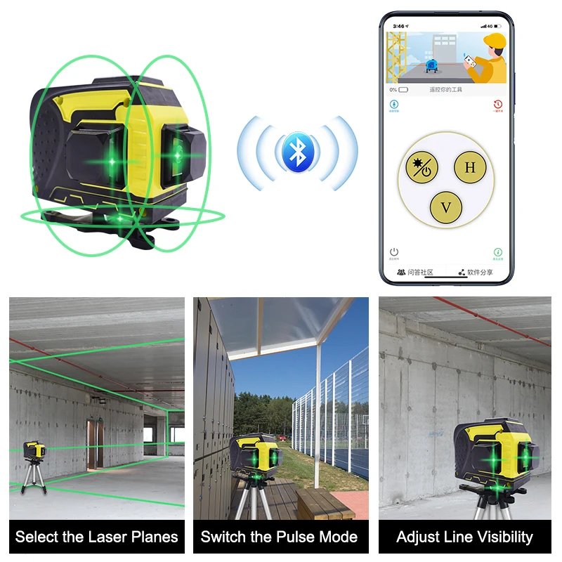 12 Lines 3D Green Laser Level Self-Leveling 360 Horizontal & Vertical Cross Line Powerful Level Laser Bluetooth Connectivity
12 Lines 3D Green Laser Level Self-Leveling 360 Horizontal & Vertical Cross Line Powerful Level Laser Bluetooth Connectivity
