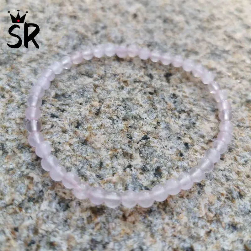 4 мм Rosequartz натуральный бисерный браслет Мини Любовь Камень натуральная энергия