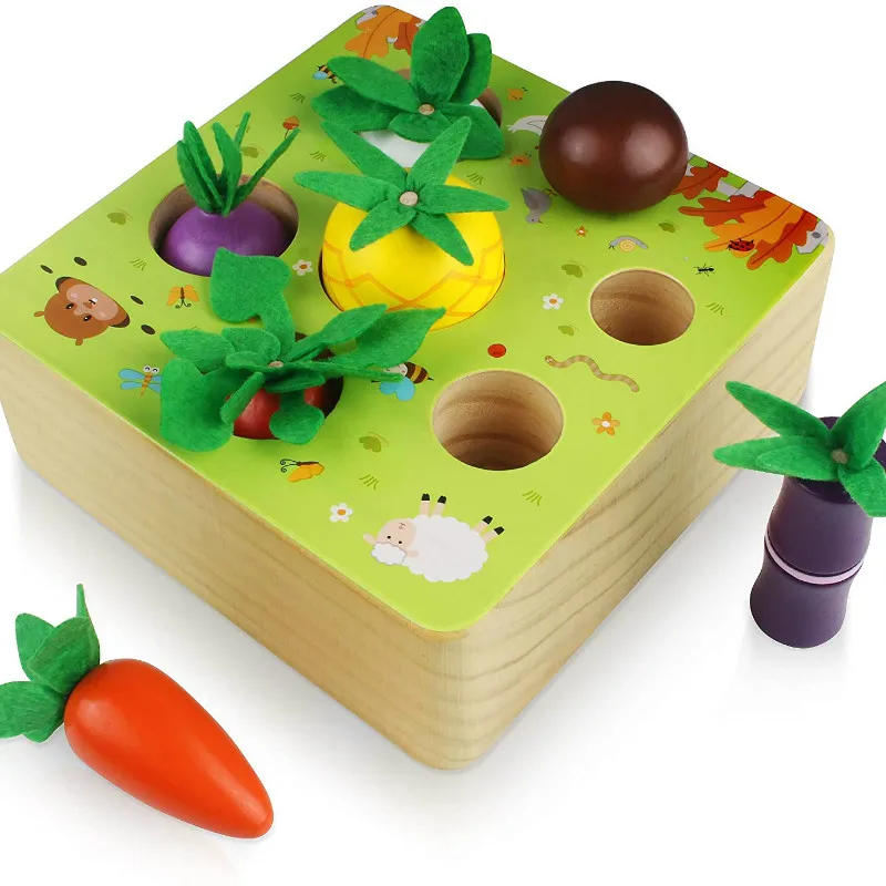 Wooden Montessori toys, suitable for children's sorting puzzles, vegetable and fruit harvesting education 
Wooden Montessori toys, suitable for children's sorting puzzles, vegetable and fruit harvesting education