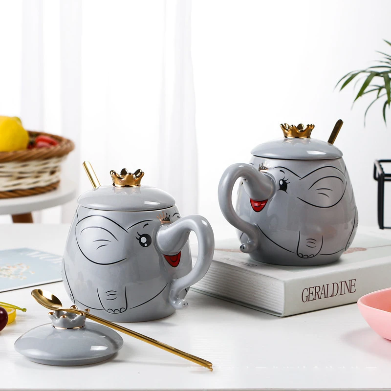 Creative embossed elephant ceramic cup gift custom water cup with lid spoon handy gift cup set net red mug
Creative embossed elephant ceramic cup gift custom water cup with lid spoon handy gift cup set net red mug