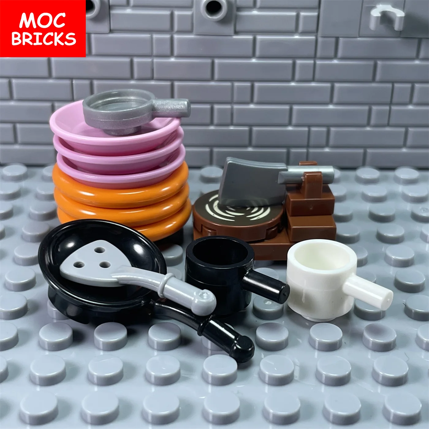 Набор кубики MOC столовые приборы вилка плита кастрюли приготовление пищи блюдо