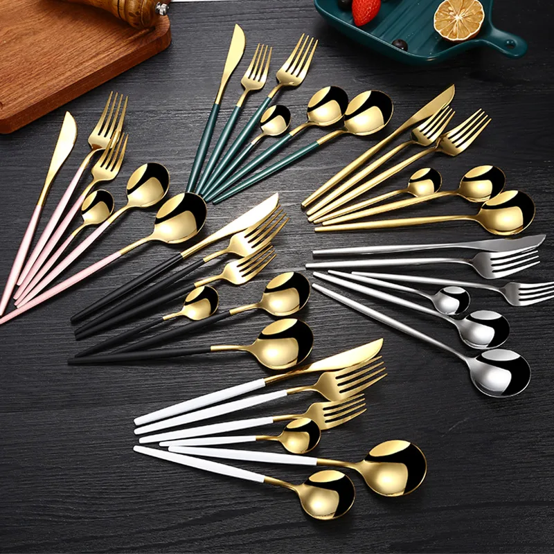 6pcs Stainless Steel Tableware Set Rainbow Gold Dinnerware Set Knife Fork Spoon Flatware Set Dishwasher Safe Cutlery Set
6pcs Stainless Steel Tableware Set Rainbow Gold Dinnerware Set Knife Fork Spoon Flatware Set Dishwasher Safe Cutlery Set
