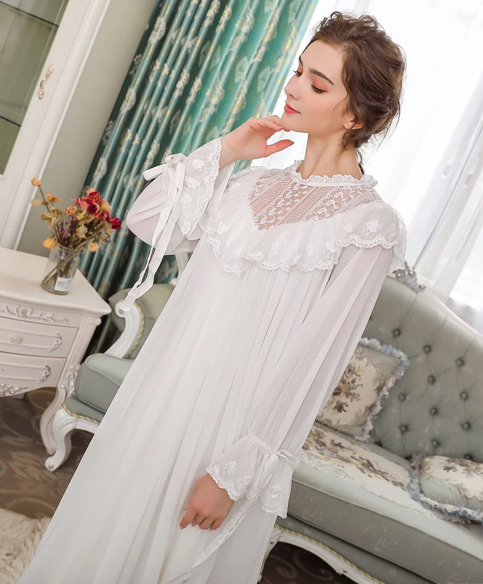 Vintage Nightdress Women Long Nightgowns Sleepshirts Nightwear Sleepwear Home Wear Dress Hollow-out Lace Modal Mesh
Vintage Nightdress Women Long Nightgowns Sleepshirts Nightwear Sleepwear Home Wear Dress Hollow-out Lace Modal Mesh