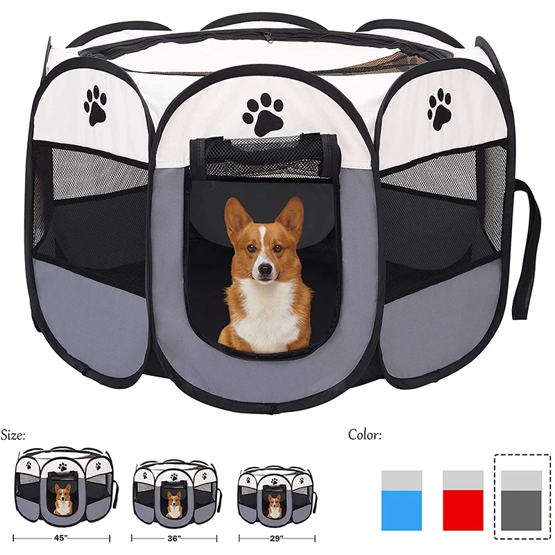 

Portable Pet Dogs Tent Large Dog House Outdoor Folding Kennel Octagonal Cage Indoor Puppy Cat Playpen Easy Operate Fences Cheins