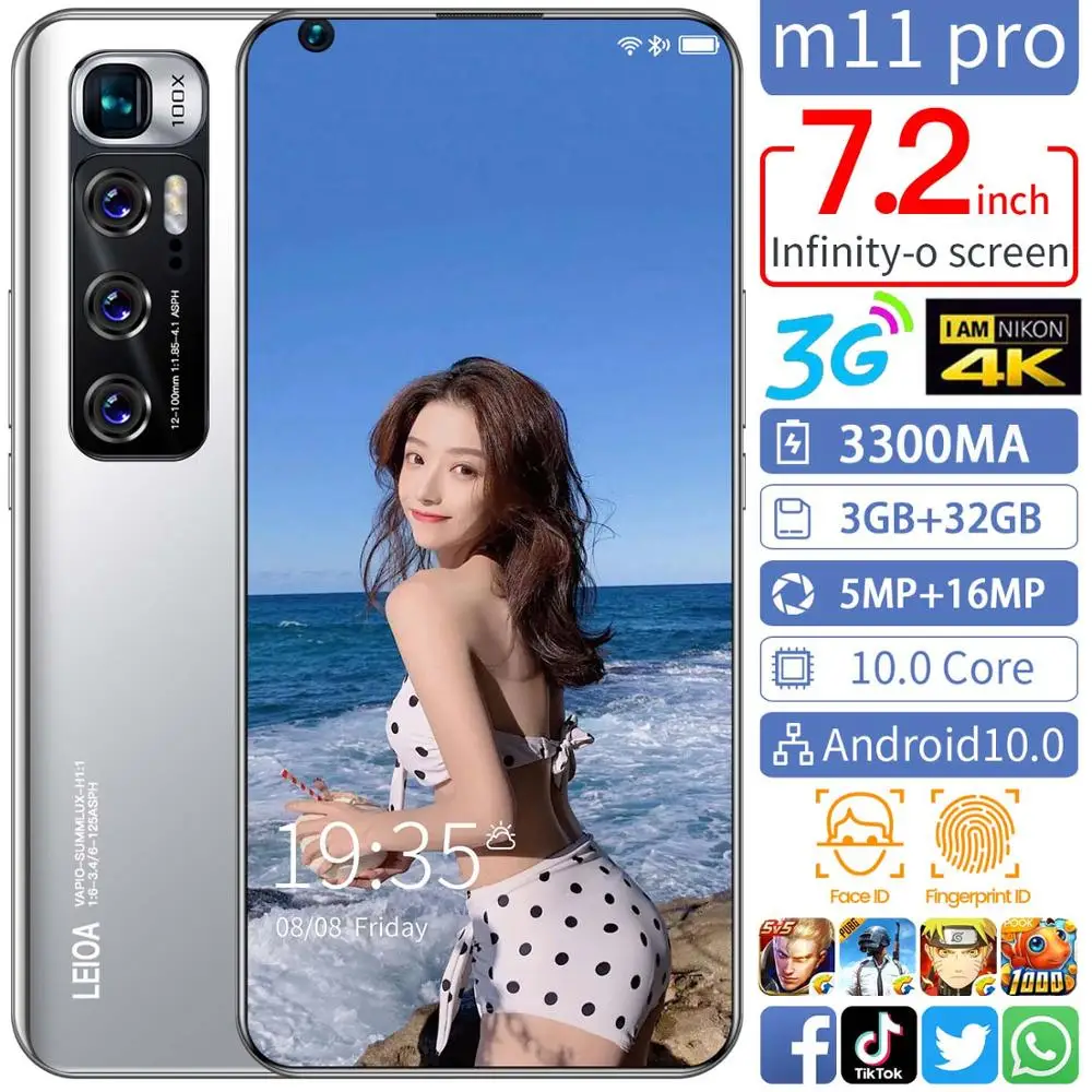 7,2 дюймовый HD-экран M11pro с тремя картами и тремя режимами ожидания, универсальное устройство с распознаванием лиц 3.5D Arc Edge
7,2 дюймовый HD-экран M11pro с тремя картами и тремя режимами ожидания, универсальное устройство с распознаванием лиц 3.5D Arc Edge