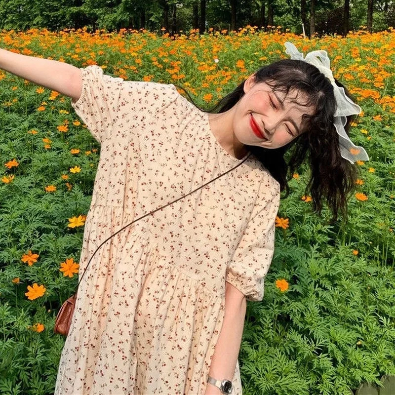 Dress Women New Loose Waist Floral French Cute Vintage Girls Prairie England Preppy Sweet Casual Fashion Summer Long Dress
Dress Women New Loose Waist Floral French Cute Vintage Girls Prairie England Preppy Sweet Casual Fashion Summer Long Dress