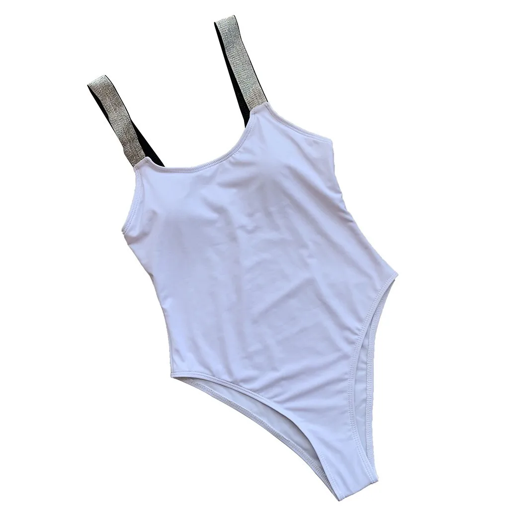 Женский цельный купальник яркий однотонный бандажный комплект бикини пляжная